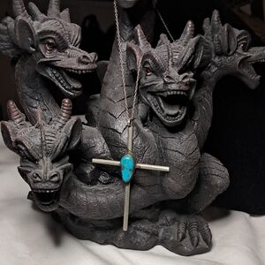 Sterling & Turquoise Crucifix w/ Silver Chain